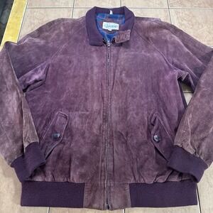 Vintage Britches Great Outdoors Reddish Brown Leather Pig Suede Jacket Sz 44L